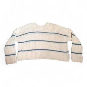 Moon & Madison White Striped Crewneck Sweater,‎ M